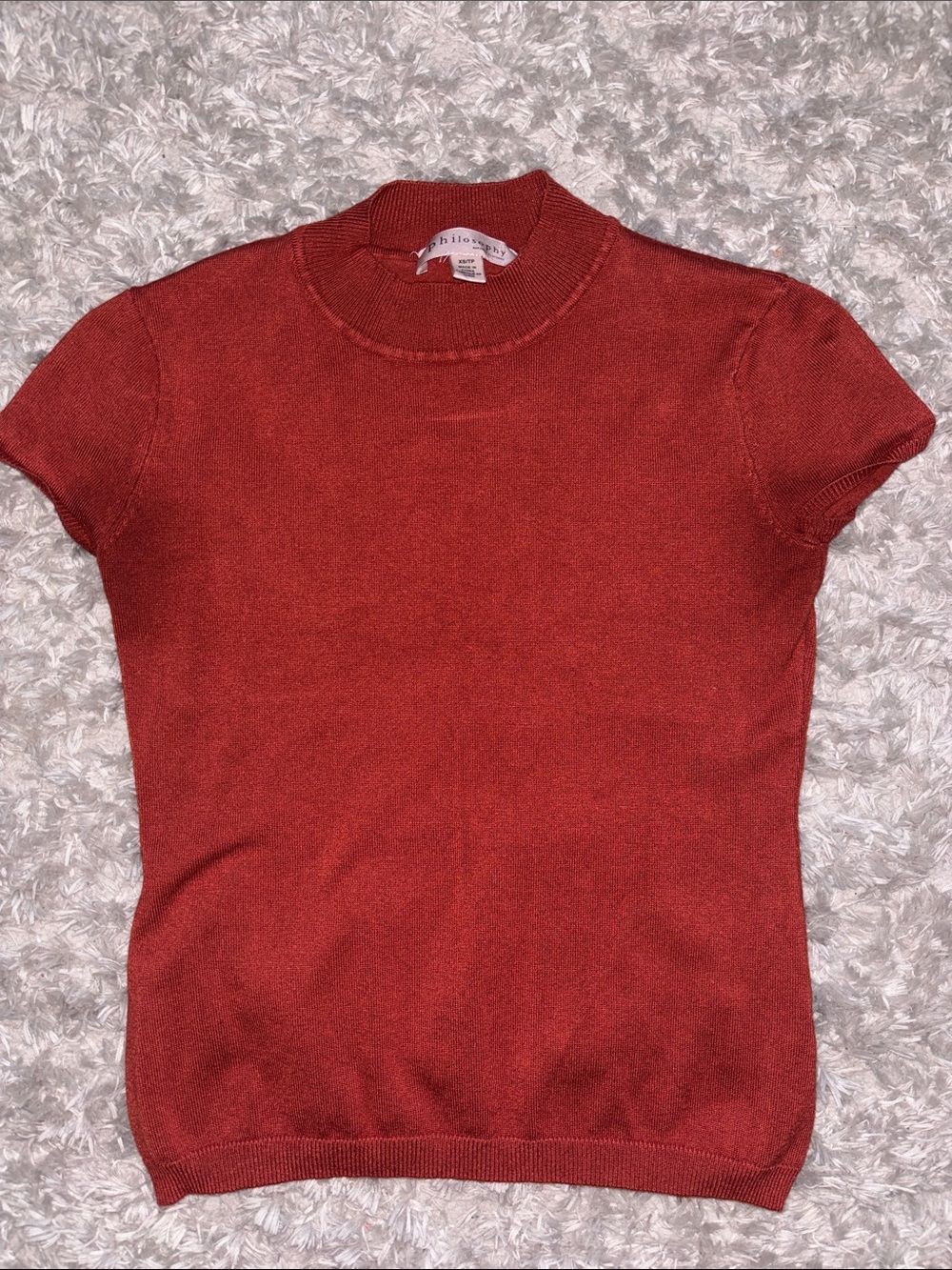 Philosophy Brick Red Short Sleeve Knit Top